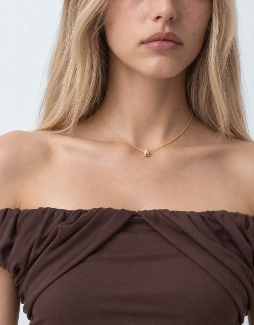 Orelia crystal starburst rondel necklace in 18k gold plated, 2 of 5