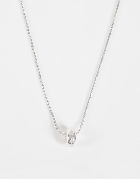Orelia crystal starburst rondel necklace in silver - view 1