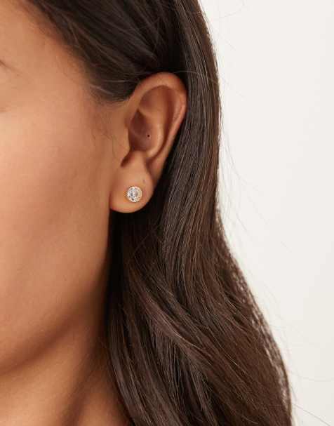 Orelia crystal stud earrings in gold plated - view 1