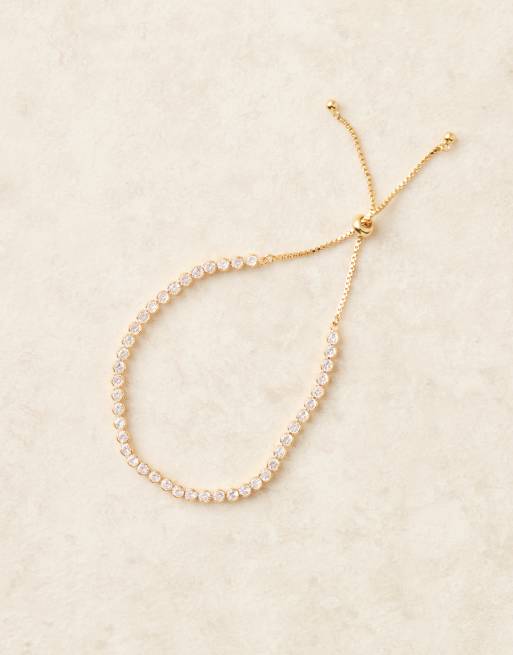 Orelia crystal tennis adjustable slider bracelet in gold plated, 2 of 3