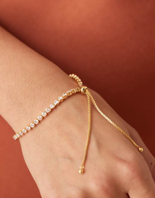 Orelia crystal tennis adjustable slider bracelet in gold plated, 3 of 3
