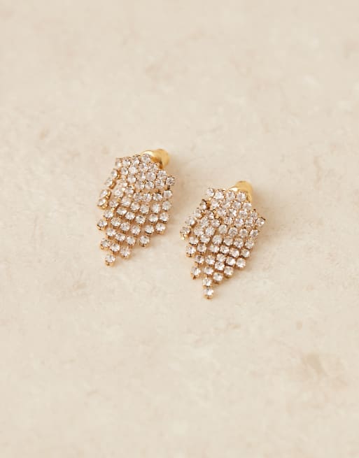 Orelia crystal waterfall chain earrings in gold plated, 2 of 4