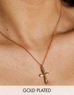 Orelia dainty cross charm necklace in gold plate