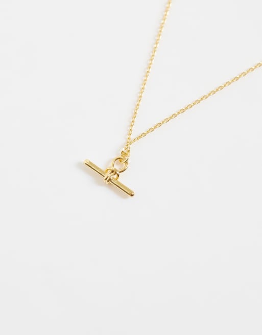 Orelia dainty T-bar knot necklace in 18k gold plated, 4 of 4