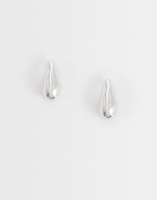 Orelia droplet stud earrings in silver plated, 2 of 4