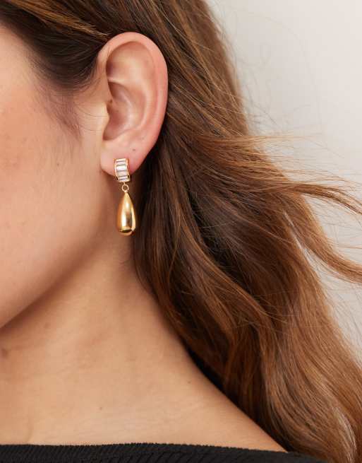 Orelia - Druppelvormige oorbellen met hanger in 18k verguld