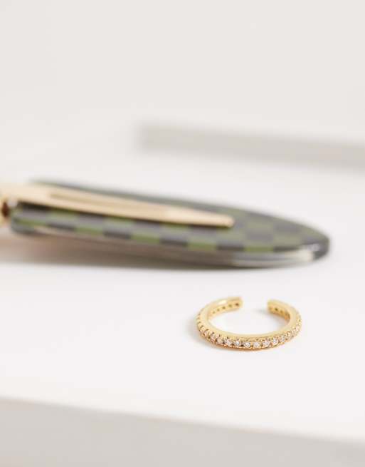 Orelia - Enkelt ørecuff med fint pavé-design og 18 k guldbelægning, 2 af 4