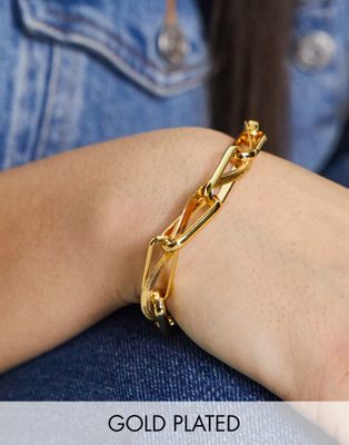Orelia entwined link and snake chain  bracelet in gold