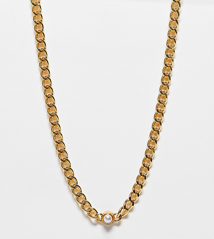 Orelia Exclusive 18K gold plated chain necklace with pearl