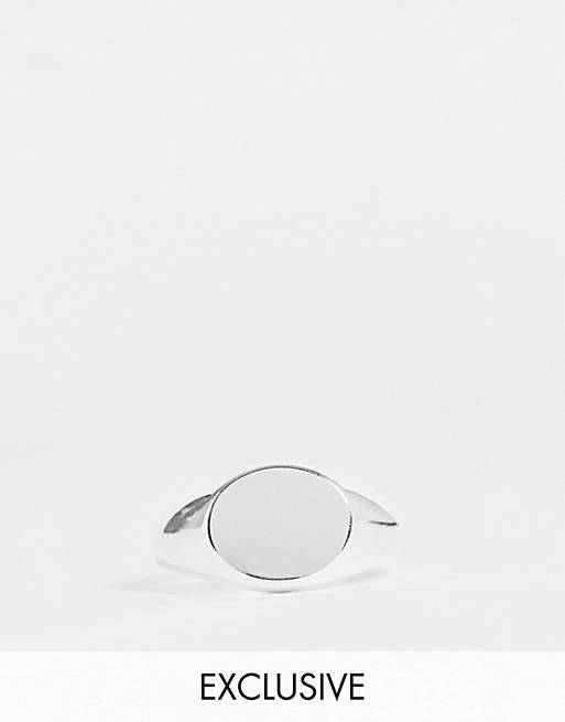 Orelia Exclusive oval signet ring in silver plate