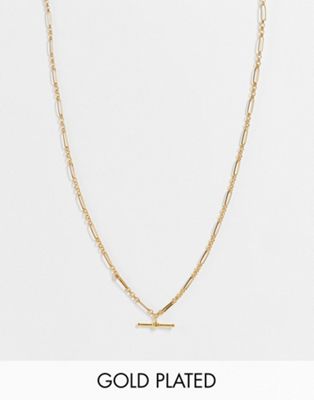 Orelia figaro chain t-bar necklace in gold plate