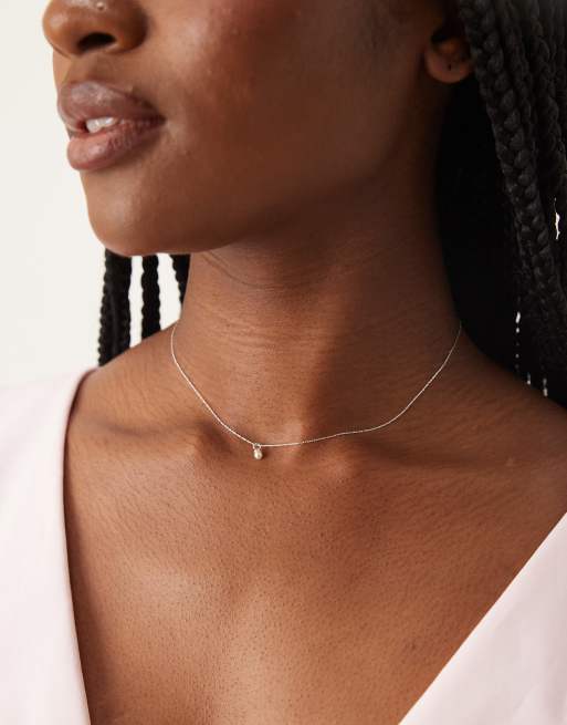 Orelia - Fijne ketting met micro-pareltjes in sterling zilver