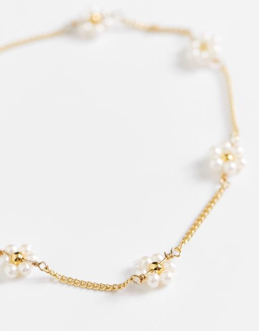 Orelia - Fijne vergulde armband met parelbloemen, 3 van 4