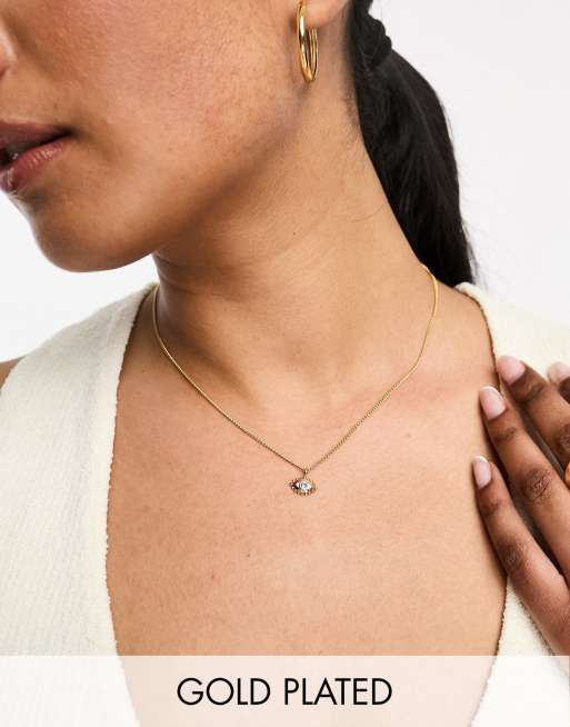 Orelia - Fijne vergulde ketting met boze ooghangertje 