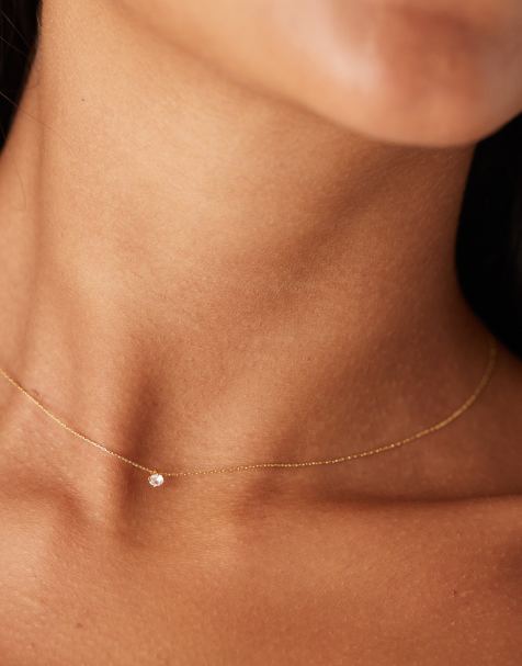 Orelia fine chain crystal pendant necklace in 18k gold plated - view 1