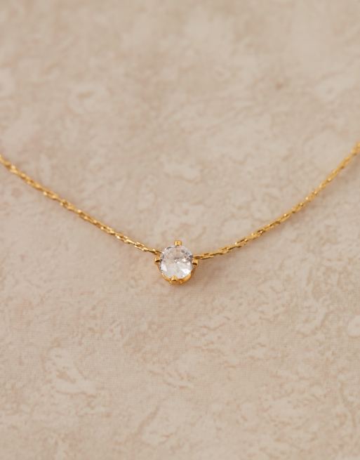 Orelia fine chain crystal pendant necklace in 18k gold plated, 2 of 3