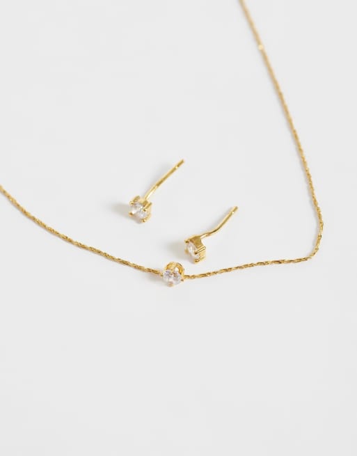 Orelia fine crystal necklace & stud earring giftset in 18k gold plated, 2 of 3