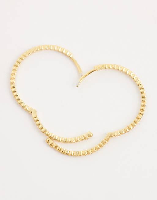 Orelia fine pave mid-size hoop earrings in 18k gold plated, 4 of 4