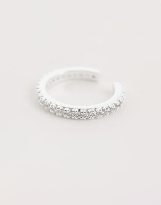Orelia Orelia fine pave single ear cuff in silver