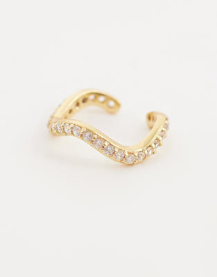 Orelia Orelia fine pave wave ear cuff in 18k gold plated