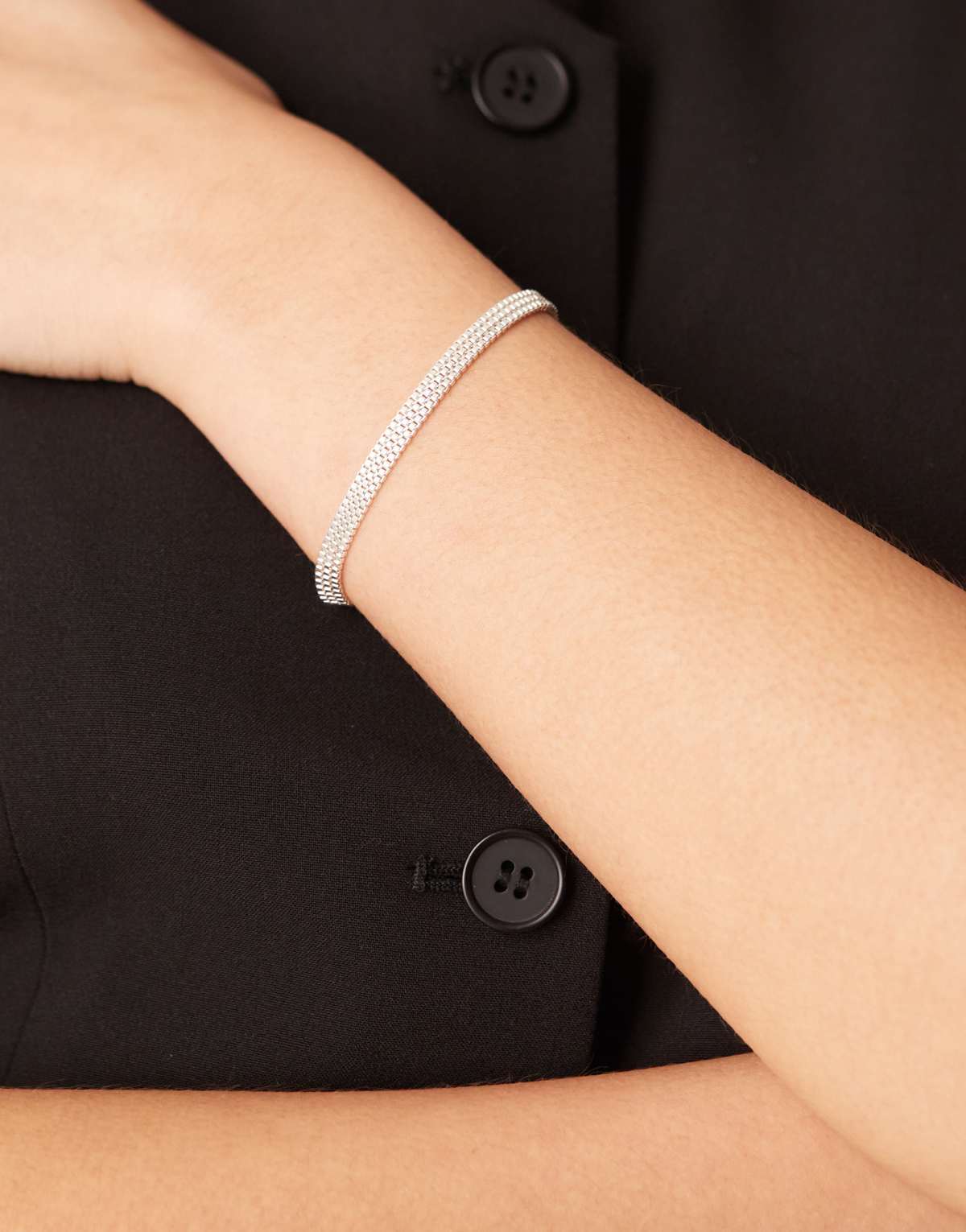 Orelia flat box chain bracelet in sterling silver