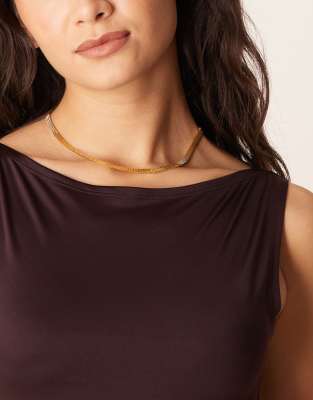 Orelia flat box chain necklace 16" in 18k gold plated