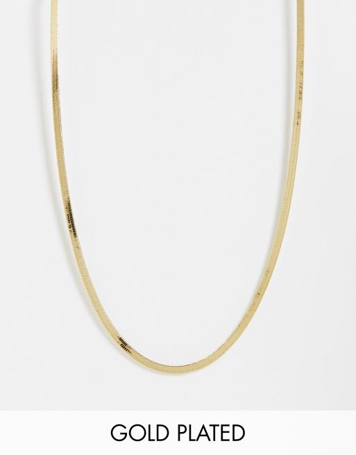 Orelia flat chain necklace in gold plate