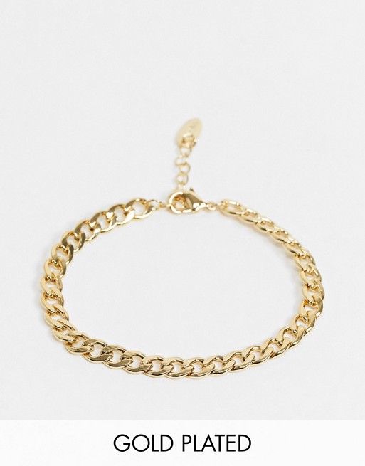 Orelia flat curb link bracelet in gold plate