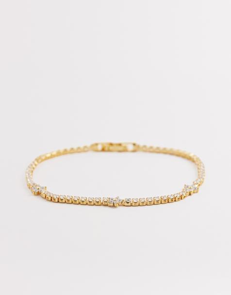 Orelia flower stationed tennis bracelet in 18k gold plated - view 1