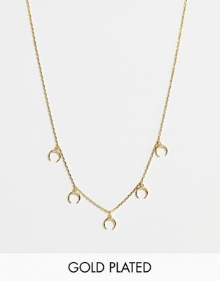 Orelia – Förgyllt halsband med flera halvmånehängen-Guld