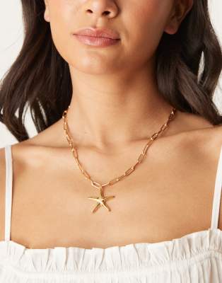 Orelia Orelia gold plated chain starfish necklace in pale gold