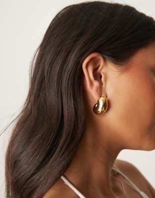 Orelia Orelia gold plated domed shell earrings in pale gold