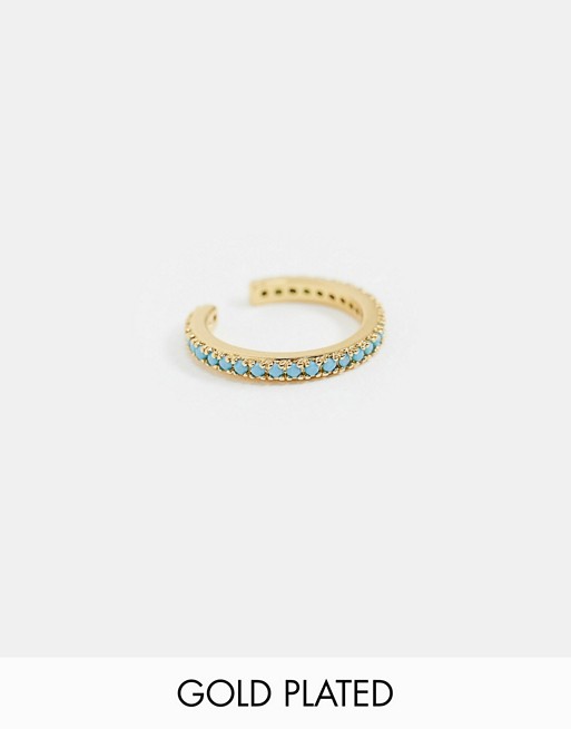 Orelia gold plated ear cuff with turquoise stones