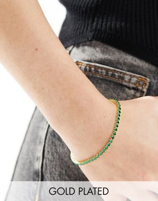 Orelia gold plated  emerald crystal tennis bracelet