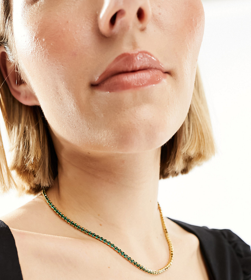 Orelia gold plated emerald crystal tennis necklace