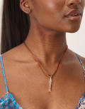 [Orelia] Orelia gold plated fish charm cord necklace in red No Size Pale Gold