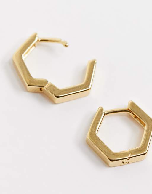 Gold hot sale hexagon earrings