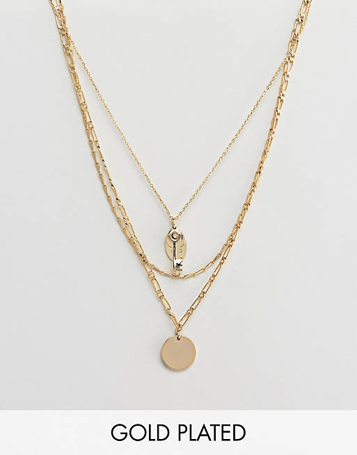 Orelia gold plated key cluster layering necklace