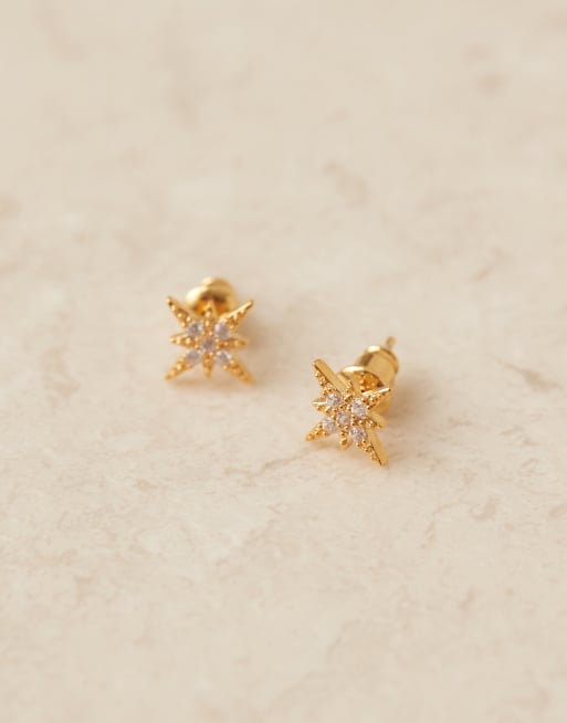 Orelia gold-plated pavé starburst stud earrings, 2 of 3