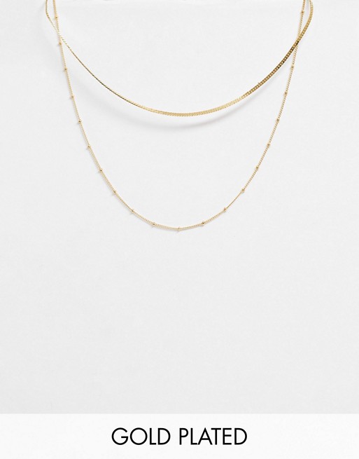 Orelia gold plated satellite and flat curb chain set