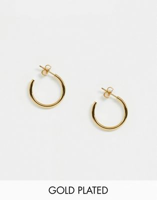 Orelia gold plated simple mid hoop earrings