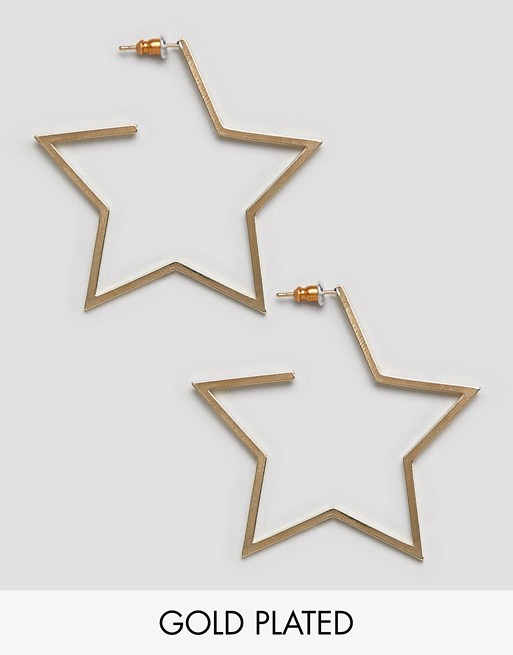 Orelia gold plated star hoop earrings