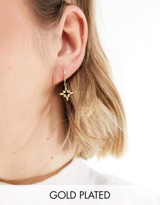 Orelia Orelia gold plated starburst huggie hoops