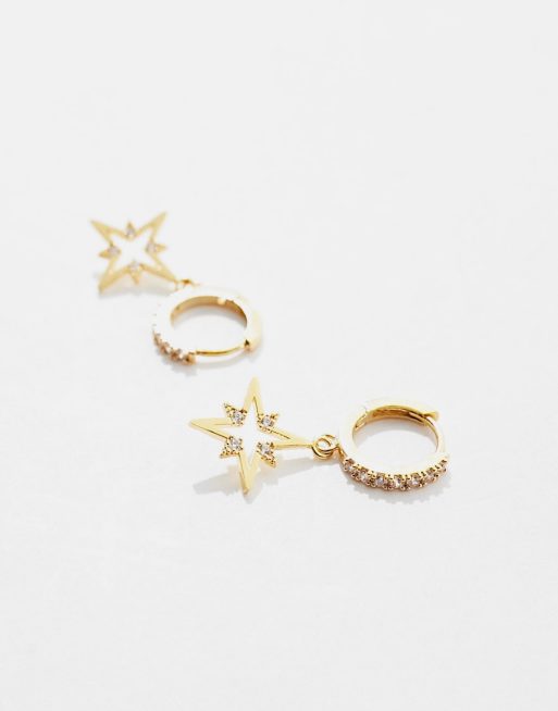 Orelia gold plated starburst huggie hoops, 2 of 4