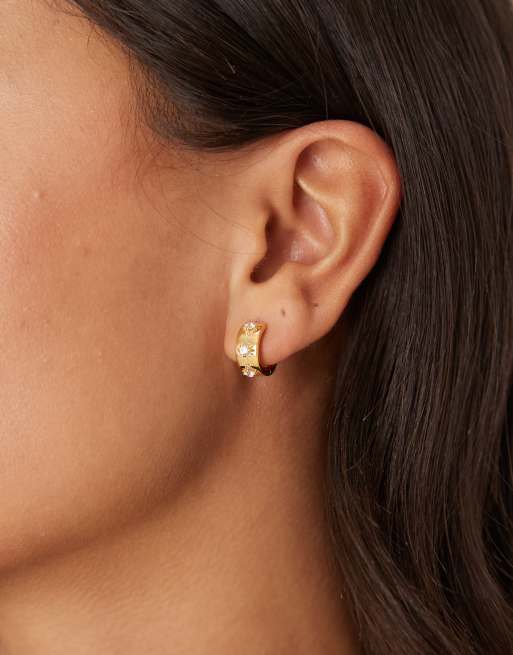 Orelia gold-plated starburst metal huggie hoop earrings, 3 of 3