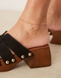 [Orelia] Orelia gold plated starfish anklet in pale gold No Size Pale Gold