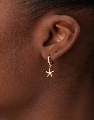 Orelia Orelia gold plated starfish drop micro gem hoop in pale gold