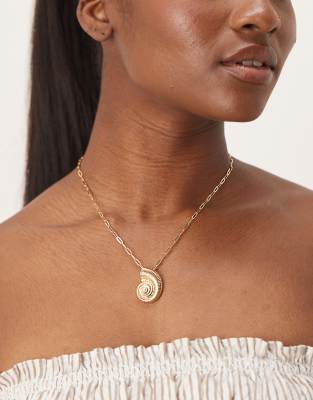 Orelia Orelia gold plated statement shell necklace with pearl in pale gold