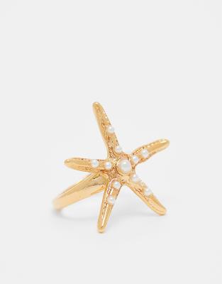 Orelia Orelia gold plated statement starfish ring in pale gold
