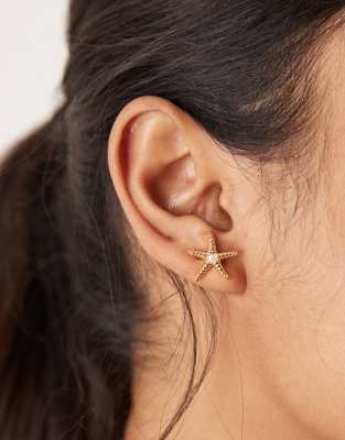 Orelia Orelia gold plated statement starfish stud earrings in pale gold